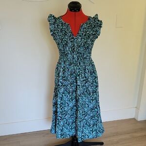 J. Crew Blue Floral Midi Dress